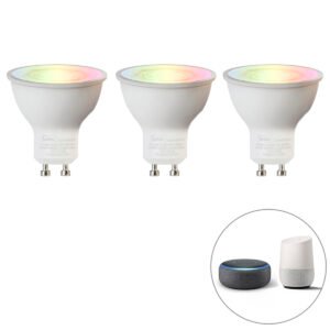 Sada 3 inteligentných žiaroviek GU10 RGBW LED 5W 350lm 2200-4000K