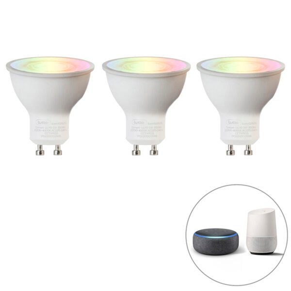 Sada 3 inteligentných žiaroviek GU10 RGBW LED 5W 350lm 2200-4000K