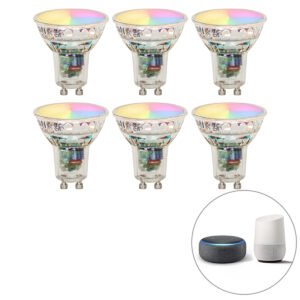 Sada 6 inteligentných LED žiaroviek GU10 RBGW 4,5W 350lm 2700K