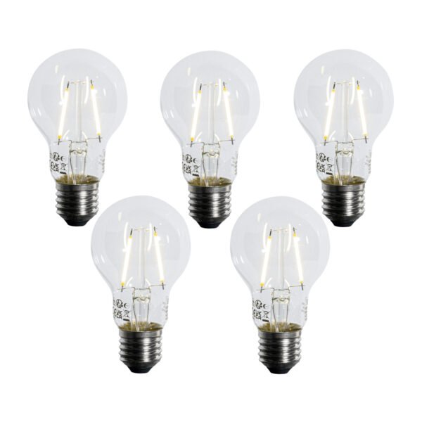 Sada 5 LED žiaroviek E27 A60 so súmrakovým senzorom 2,5 W 250 lm 2700 K
