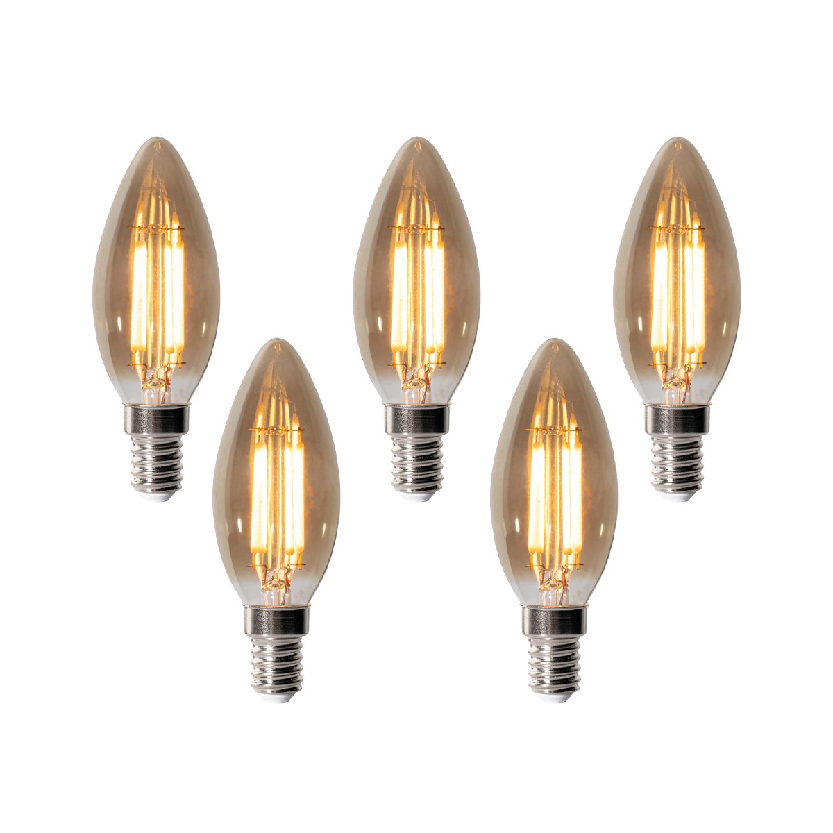 Sada 5 stmievateľných LED žiaroviek E14 B35 Smoke 4W 300 lm 2200K