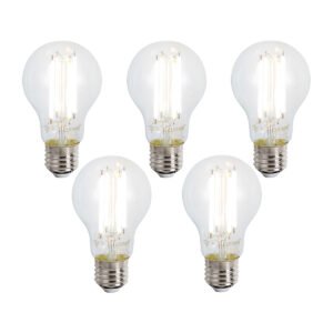 Sada 5 inteligentných stmievateľných LED žiaroviek E27 A60 číra 7W 806 lm 2700-6500K
