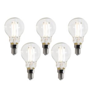 Sada 5 inteligentných LED žiaroviek E14 P45 číra 4,2 W 470 lm 2700 – 6500 K
