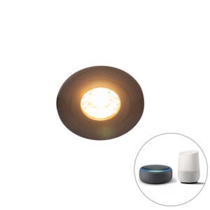 Moderné inteligentné zapustené bodové svetlo čierne okrúhle vrátane WiFi GU10 IP54 - Xena