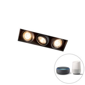 Moderné inteligentné zapustené bodové svetlo čierne bez rámu vrátane 3 GU10 Wifi - Oneon 3