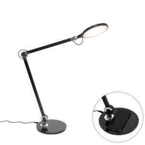 Dizajnová stolná lampa čierna vrátane LED s dotykovým a indukčným nabíjaním - Don