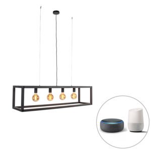 Inteligentné závesné svietidlo čierne 4-svetlo vrátane Wifi G95 - Big Cage