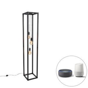 Inteligentná stojaca lampa čierna 3-svetlá vrátane Wifi G95 - Big Cage