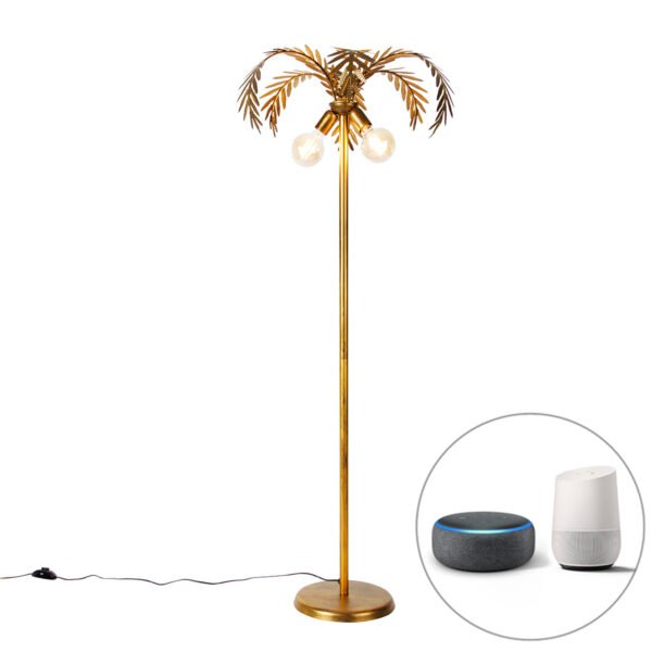 Inteligentná stojaca lampa zlatá 156 cm vrátane 2 Wi-Fi G95 - Botanica