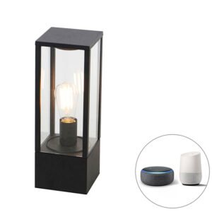 Inteligentná stojaca vonkajšia lampa čierna 40 cm IP44 vrátane Wifi ST64 - Charlois
