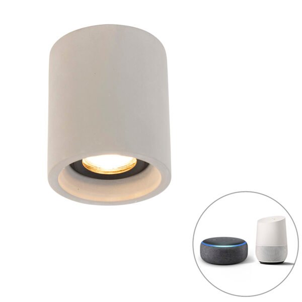 Inteligentné okrúhle stropné bodové svetlo betón vrátane Wifi GU10 - Deep