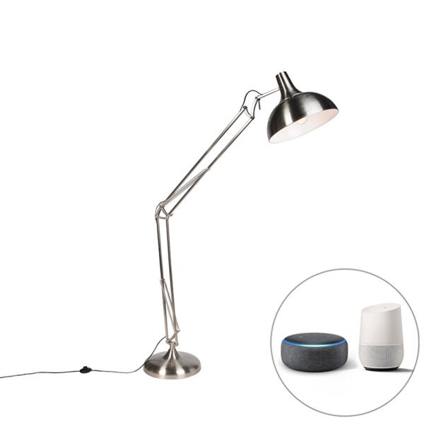 Inteligentná stojaca lampa oceľ vrátane Wifi A60 - Hobby