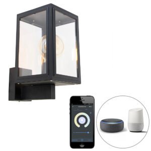 Inteligentná rustikálna nástenná lampa čierna vrátane Wifi G95 - Sutton Up