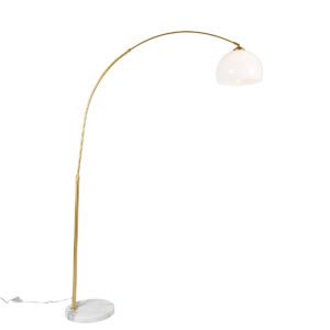 Inteligentná oblúková lampa mosadzná s bielym tienidlom vrátane Wifi A60 - Arc Basic