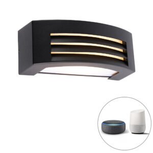 Inteligentná vonkajšia nástenná lampa čierna IP44 vrátane Wifi A60 - Hurricane