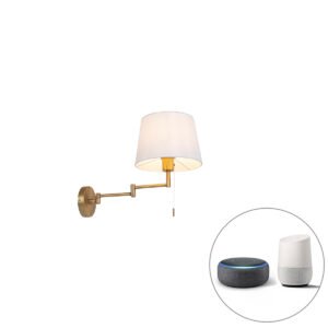 Inteligentná nástenná lampa bronzová s bielym tienidlom vrátane WiFi A60 - Ladas Deluxe