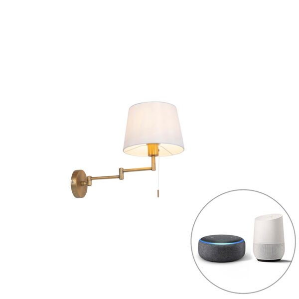 Inteligentná nástenná lampa bronzová s bielym tienidlom vrátane WiFi A60 - Ladas Deluxe