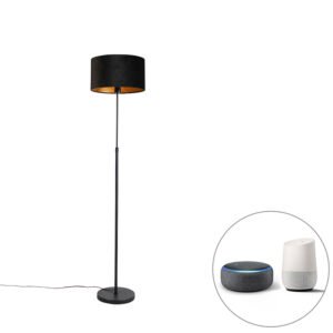 Inteligentná stojaca lampa čierna s čiernym zamatovým tienidlom 35 cm vrátane Wifi A60 - Parte