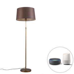 Inteligentná stojaca lampa bronzová s hnedým tienidlom 45 cm vrátane Wifi A60 - Parte