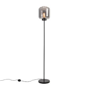 Inteligentná stojaca lampa čierna s dymovým sklom vrátane WiFi ST64 - Qara