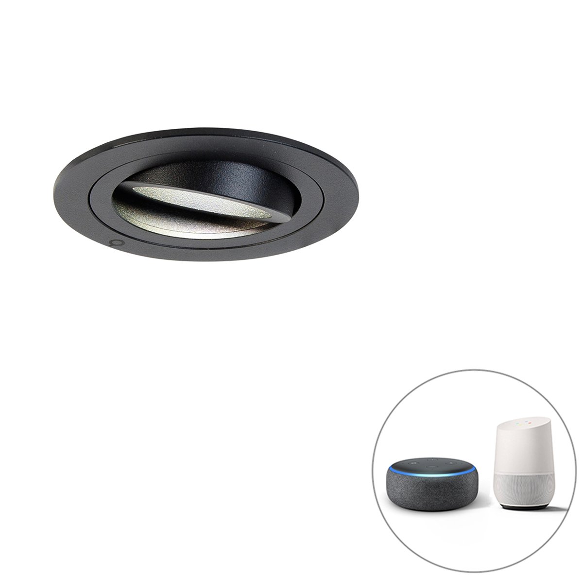 Inteligentné zabudované bodové svetlo čierne vrátane Wifi GU10 - Rondoo