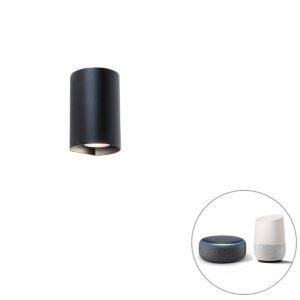 Inteligentná okrúhla nástenná lampa čierna vrátane Wifi GU10 - Sabbir