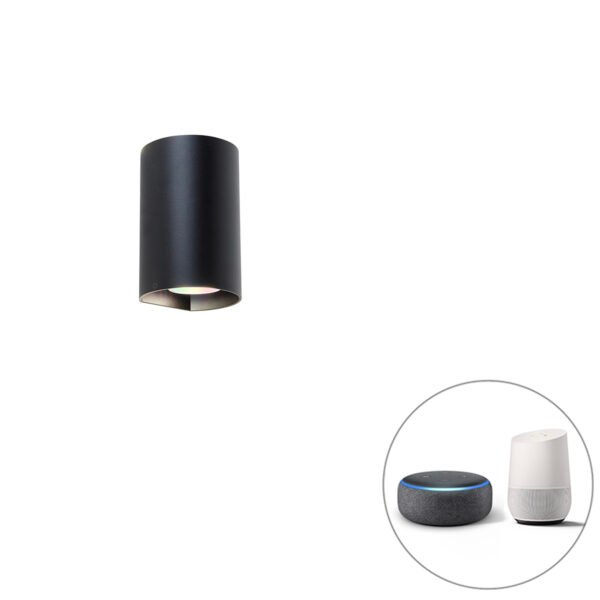 Inteligentná okrúhla nástenná lampa čierna vrátane Wifi GU10 - Sabbir