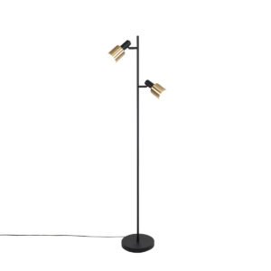 Inteligentná stojaca lampa čierna so zlatom vrátane 2 Wifi A60 - Stijn