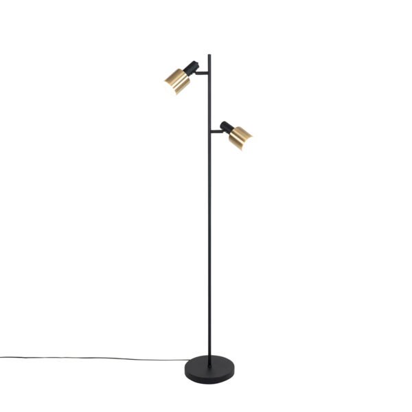Inteligentná stojaca lampa čierna so zlatom vrátane 2 Wifi A60 - Stijn