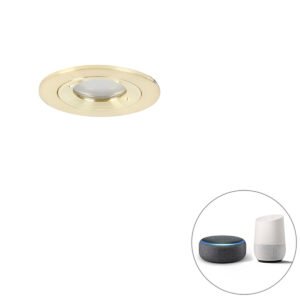 Inteligentné zapustené bodové svetlo zlaté okrúhle IP44 vrátane Wifi GU10 - Xena