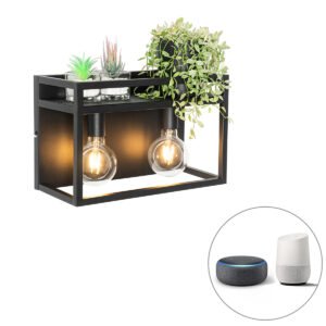 Inteligentná nástenná lampa čierna s poličkou vrátane 2 Wifi G95 - Cage Rack