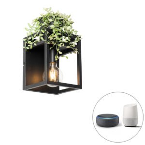 Inteligentná nástenná lampa čierna s poličkou vrátane Wifi G95 - Cage Rack