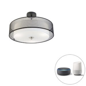 Inteligentné stropné svietidlo čierne s bielou 50 cm vrátane 3 Wifi A60 - Drum Duo