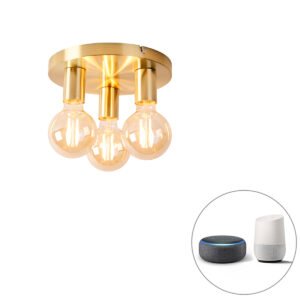 Inteligentné stropné svietidlo zlaté okrúhle vrátane 3 Wifi G95 - Facil