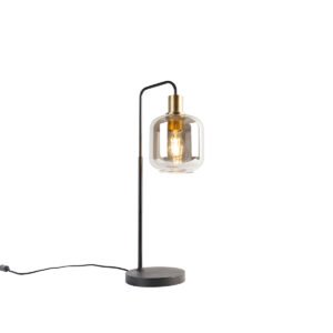Inteligentná stolná lampa čierna so zlatom a dymovým sklom vrátane Wifi A60 - Zuzanna