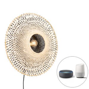 Inteligentná nástenná lampa bambus 50 cm so zástrčkou vrátane Wifi A60 - Rina