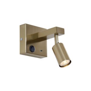 Moderná nástenná lampa zlatá s USB-C naklápacia - Rex