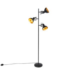 Inteligentná stojaca lampa čierna so zlatou farbou 3 svetlá vrátane 3 WiFi P45 - Tommy