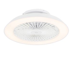 Inteligentný stropný ventilátor biely 59,5 cm vrátane LED stmievateľný s diaľkovým ovládaním - Deniz