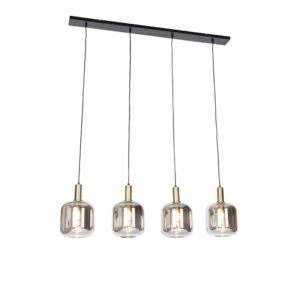 Inteligentné závesné svietidlo čierne s dymovým sklom 4-žiarovkové vrátane Wifi A60 - Zuzanna